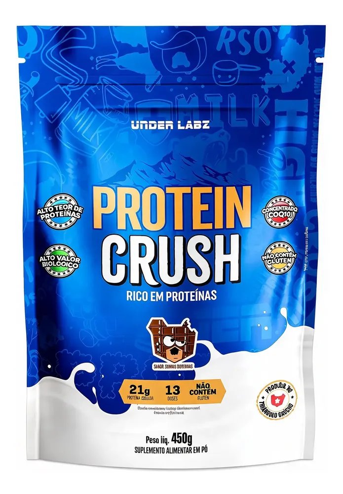 Protein Crush 450g Under Labz 100% Whey Protein Coenzima Q10 Chocolate Suíço