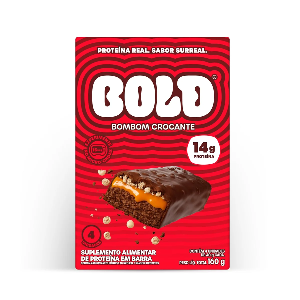 Bold Barra de Proteina Bombom Crocante 14g Kit com 4 Unidades