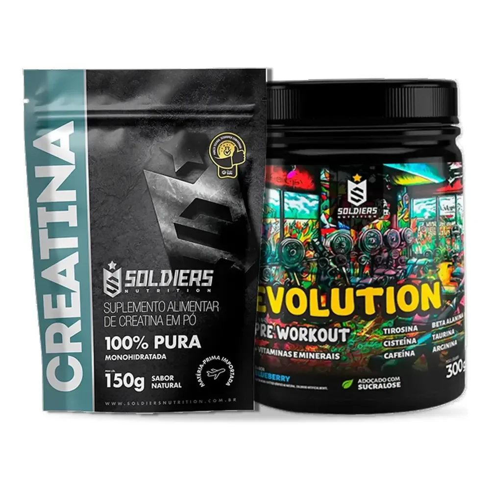 Creatina 150g + Pré-treino Limonada Suiça Evolution 300g - Soldiers Nutrition