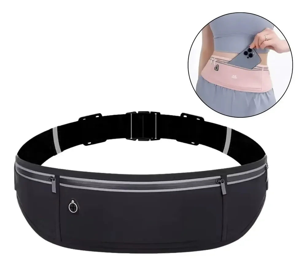 Pochete Fit Slim Impermeável Corrida Academia Porta Celular Preto