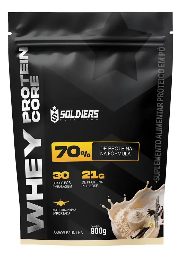 Whey Core 70% de Proteina Concentrada - Baunilha 900g - Soldiers Nutrition
