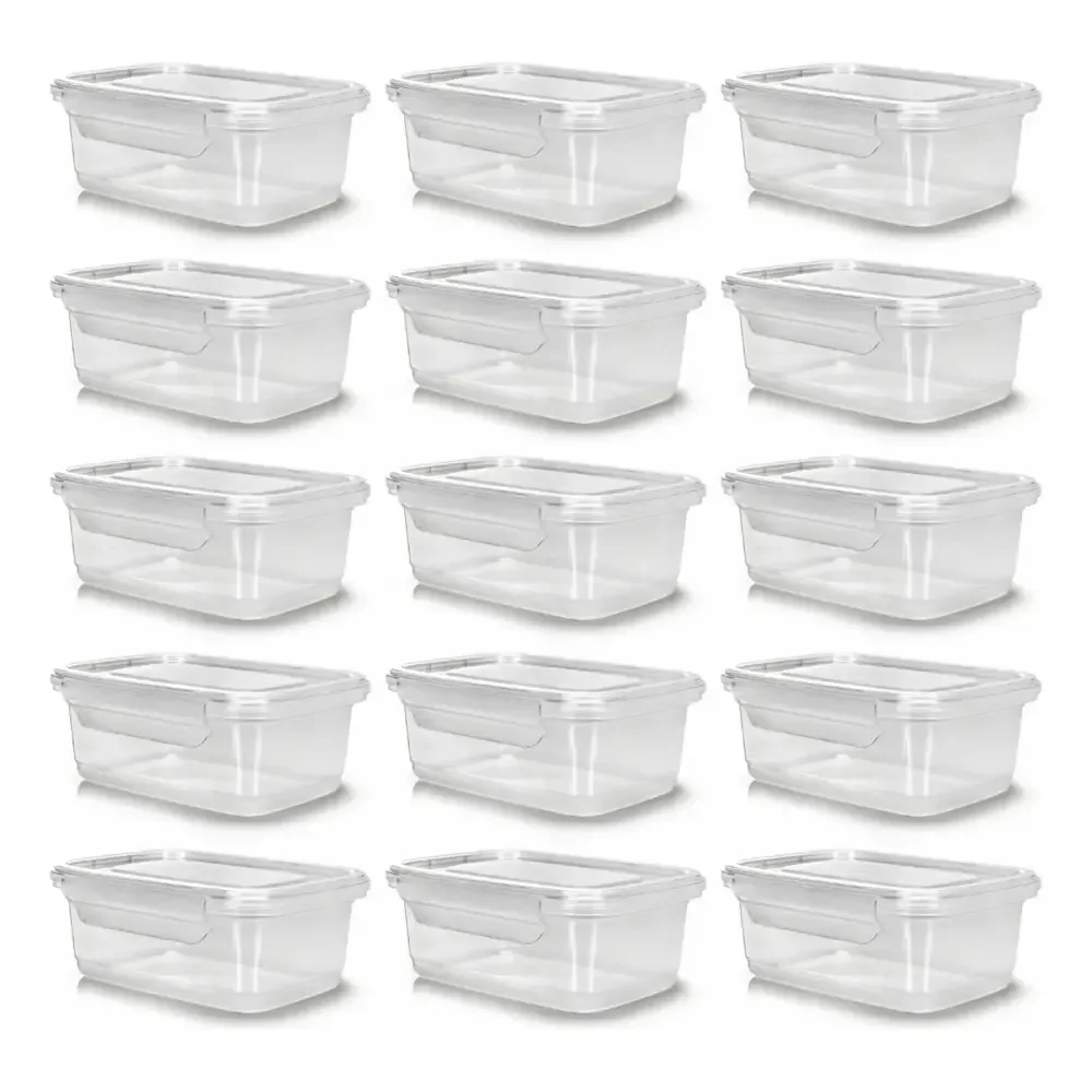 Kit 10 Potes 750ml Herméticos Travas Marmita Reutilizável Transparente