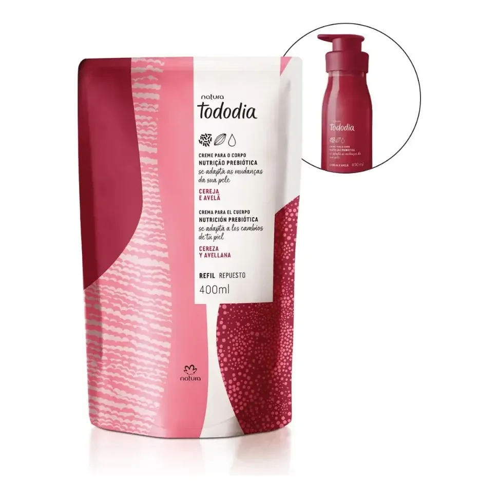 Refil Creme Para O Corpo Natura Tododia Cereja E Avelã 400ml
