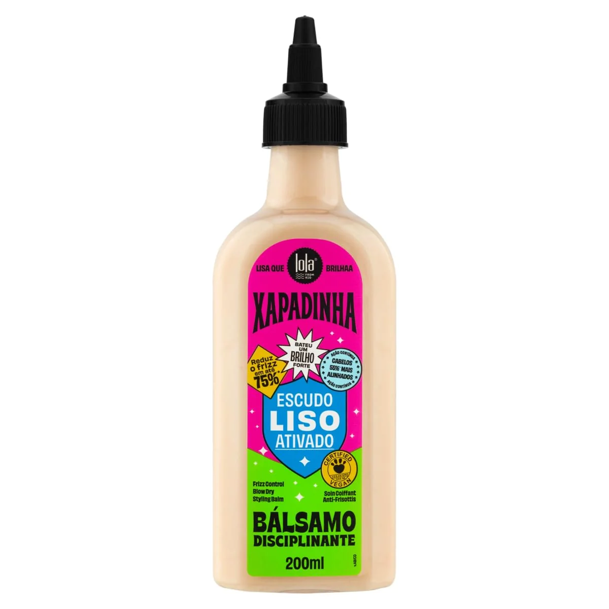 Lola From Rio – Xapadinha – Bálsamo para pentear sem enxágue para cabelos lisos, proteção térmica, efeito antifrizz, alinhamento e softnes 200 ml
