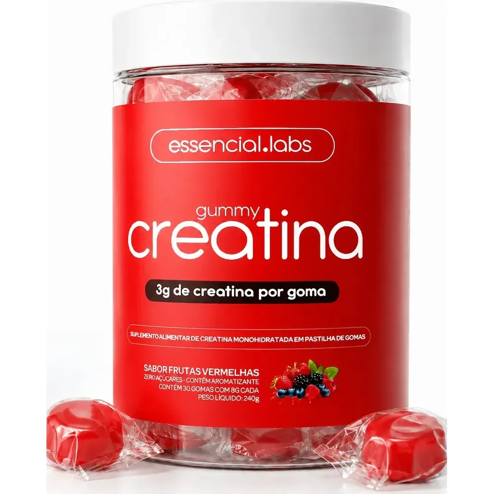 Gummy De Creatina Pura Com 3g De Creatina Por Gummy - 30 Doses - Sabor Frutas Vermelhas
