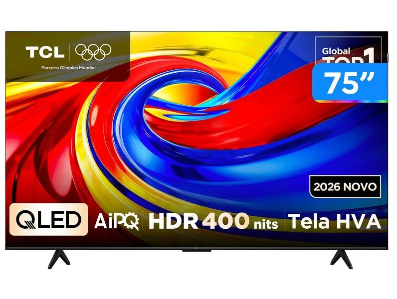 Smart TV 75" TCL 4K UHD QLED 75P7L Google TV 2026