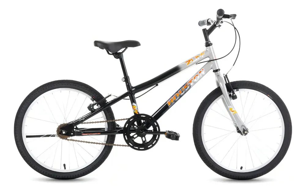 Bicicleta Infantil Aro 20 Houston Zum Alumínio Inox/Preto V-brakes