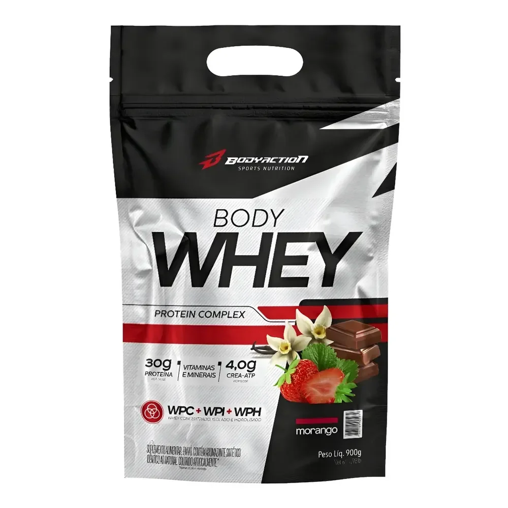 Body Whey Protein Isolado Concentrado Hidrolisado 900g Sabor Morango