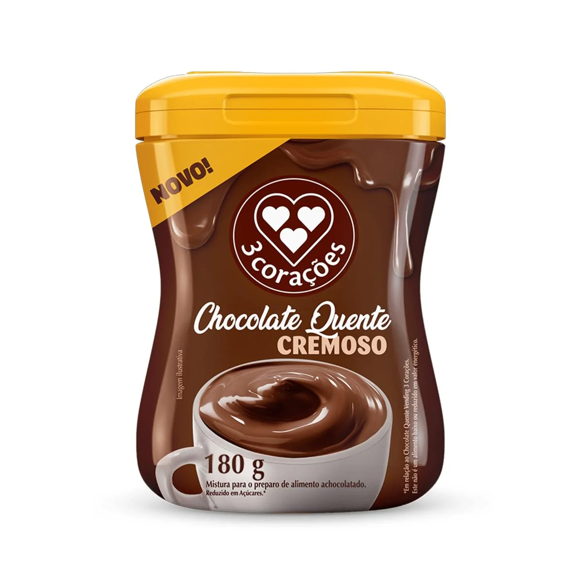3 Corações Chocolate Quente Cremoso, 180g