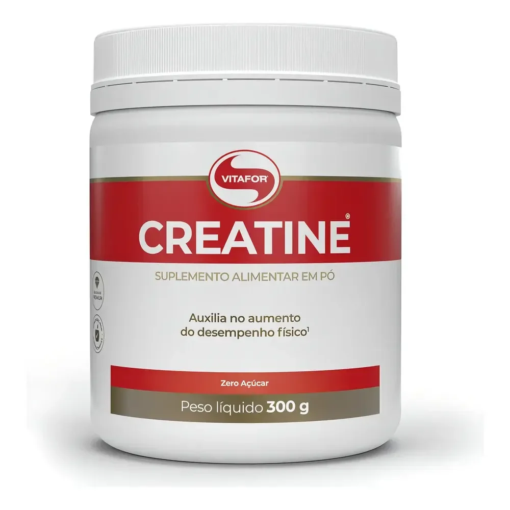 Creatina Monohidratada Em Pó 300g Vitafor Sem Sabor Vegana Glúten Free