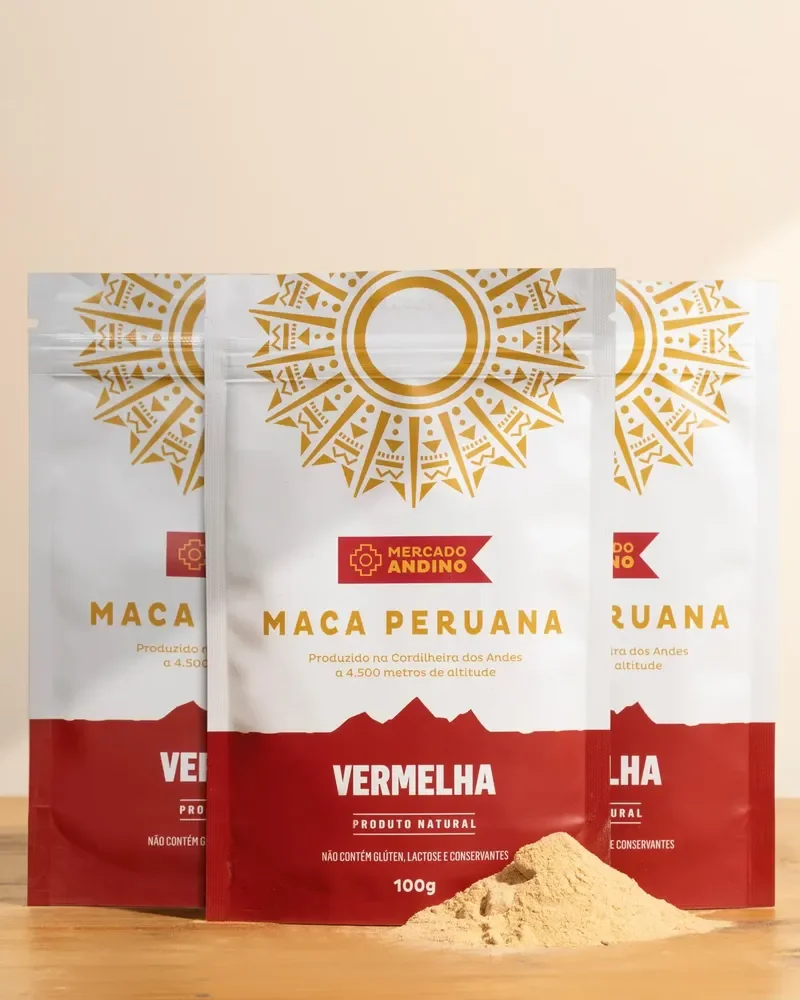 Maca Peruana Vermelha Pó 3 Pacotes De 100g - Mercado Andino Maca Peruana Vermelha