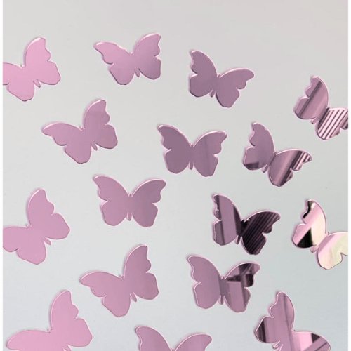 Kit 20 Borboletas 3D Rose Espelhadas Autocolantes - Adesivo Decorativo de Parede Acrílico