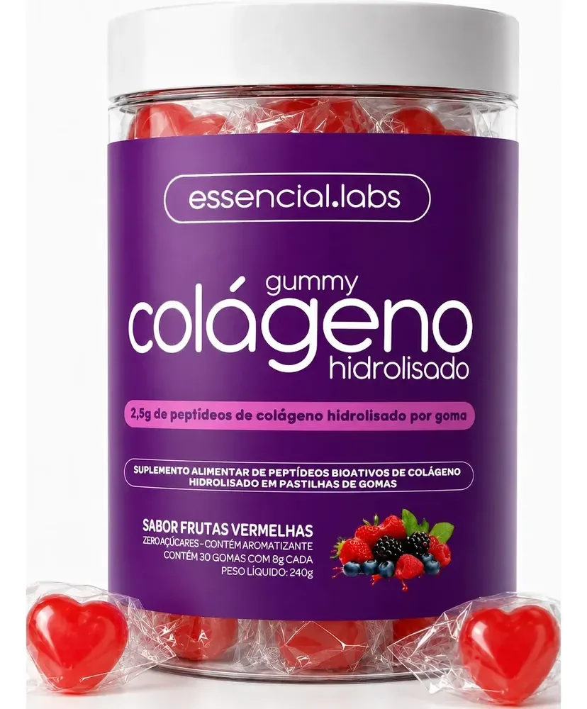 GUMMY de COLÁGENO VERISOL® com 2,5g de Peptídeos Bioativos por Gummy e Tecnologia Alemã - 30 Doses - Sabor Frutas Vermelhas