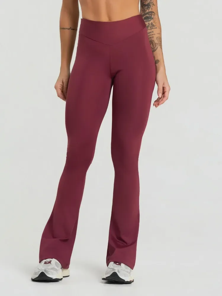 Calça Legging Fitness Feminino Flare Cintura Alta Balance Marsala Balance M