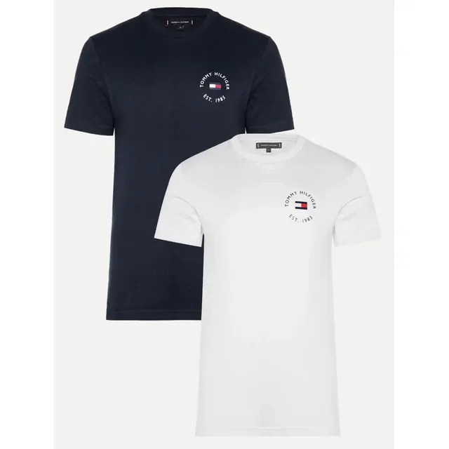 Kit Tommy Hilfiger Camisetas Azul Marinho/branco - Original