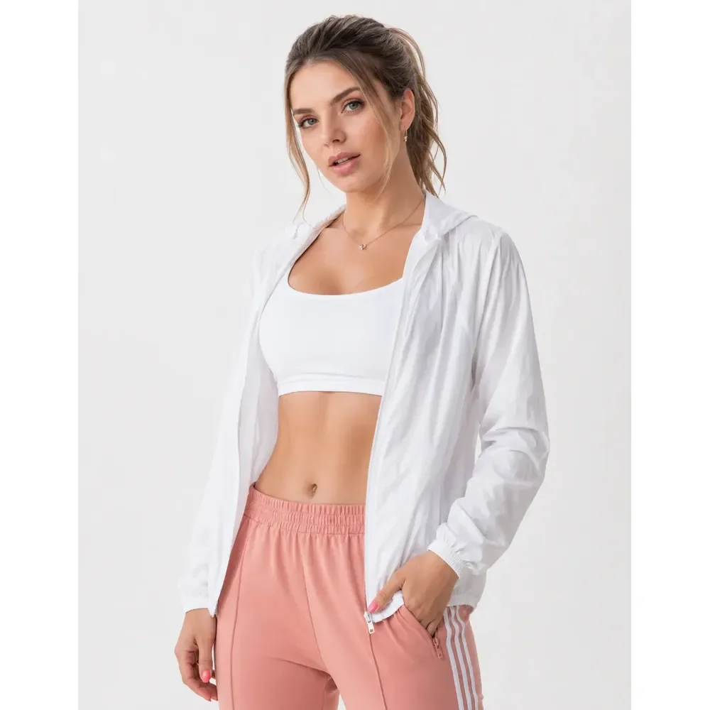 Jaqueta Feminina Iz Corta Vento Ultra Leve Com Capuz 2026 Branco Gg Lisa