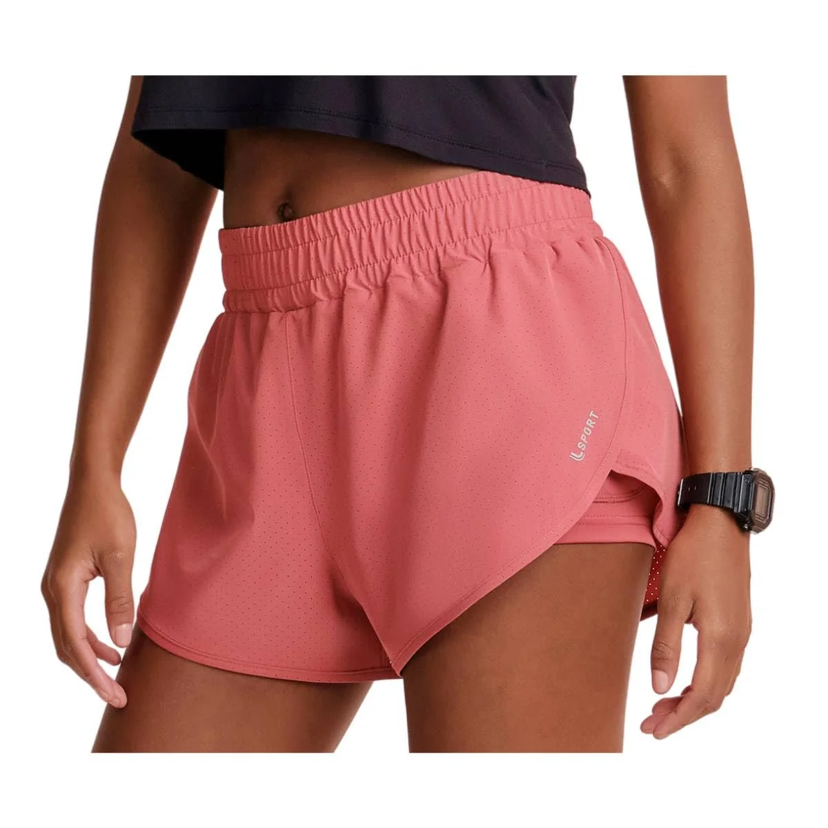 Short Lupo 77261 Feminino Duplo Running Bolso Esportes Corrida Treinos Cross Conforto Zumba Dança Fitness