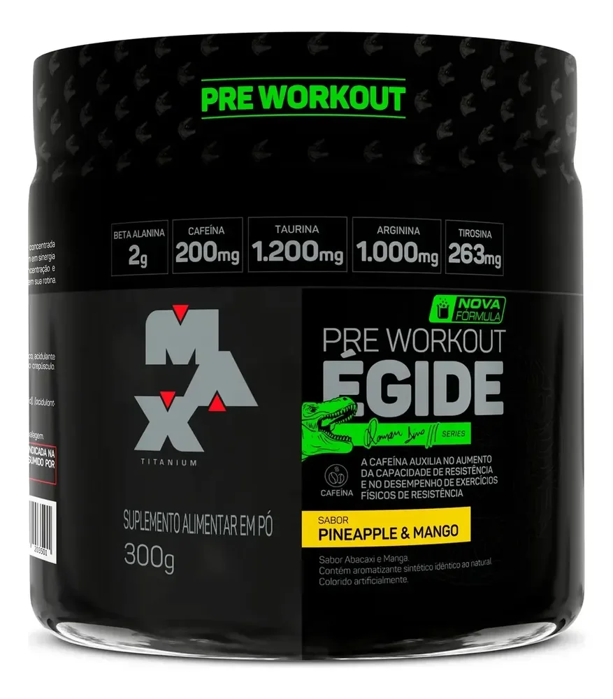 Pre treino Égide Pote 300g Sabor Abacaxi E Manga Suplemento em Pó Max Titanium